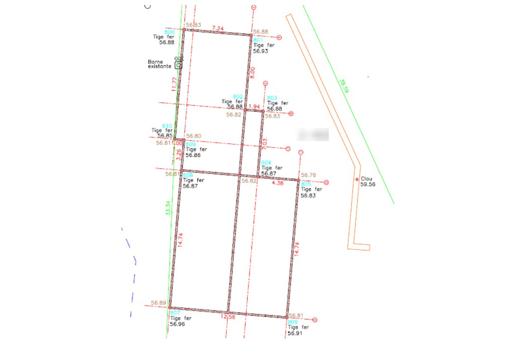 Plan d’implantation avec points de piquetage réalisé par CRIGE973